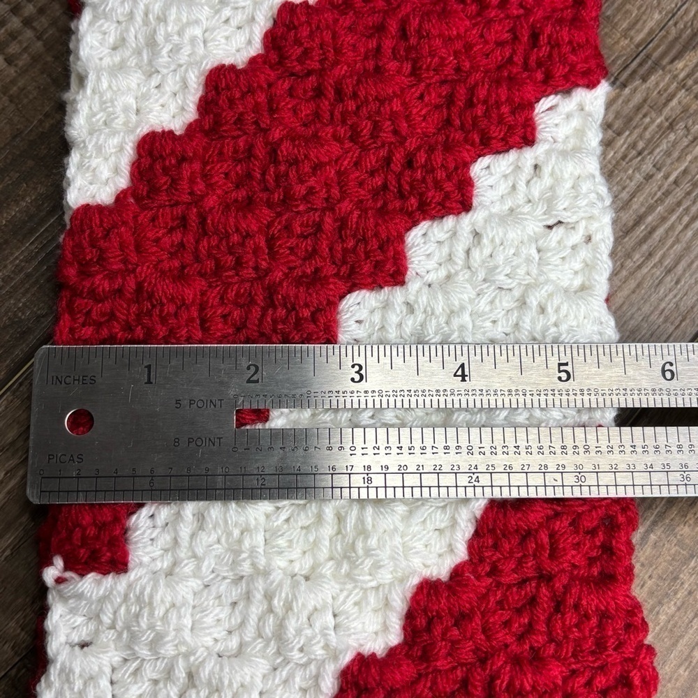 Handmade Scarf‎ Red White Candy Cane Stripe Handcrafted Christmas Holiday - Picture 16 of 16